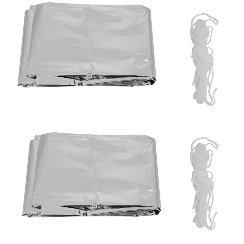 Survival Blanket Reflective - 2 個の耐久性のある反射緊急シェルターブランケットポータブル折りたたみ式サバイバルテント再利用可能な防水緊急テントキャンプ