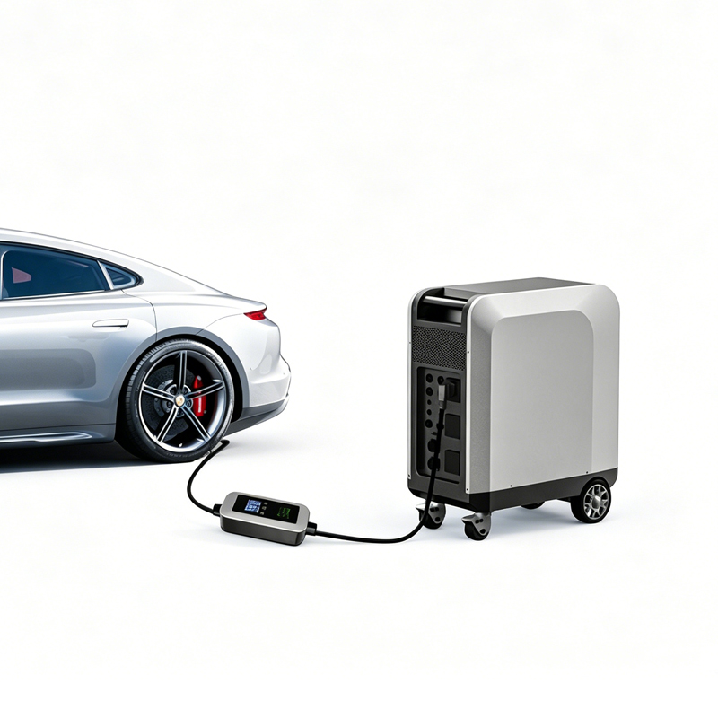 Solar Emergency Charger - 新発売の太陽光発電式EV充電器。3kWh、5kWh、10kWh、15kWh、20kWhの容量をご用意。緊急時や家庭用バックアップバッテリーとして使える、持ち運び可能なEV用パワーバンク。