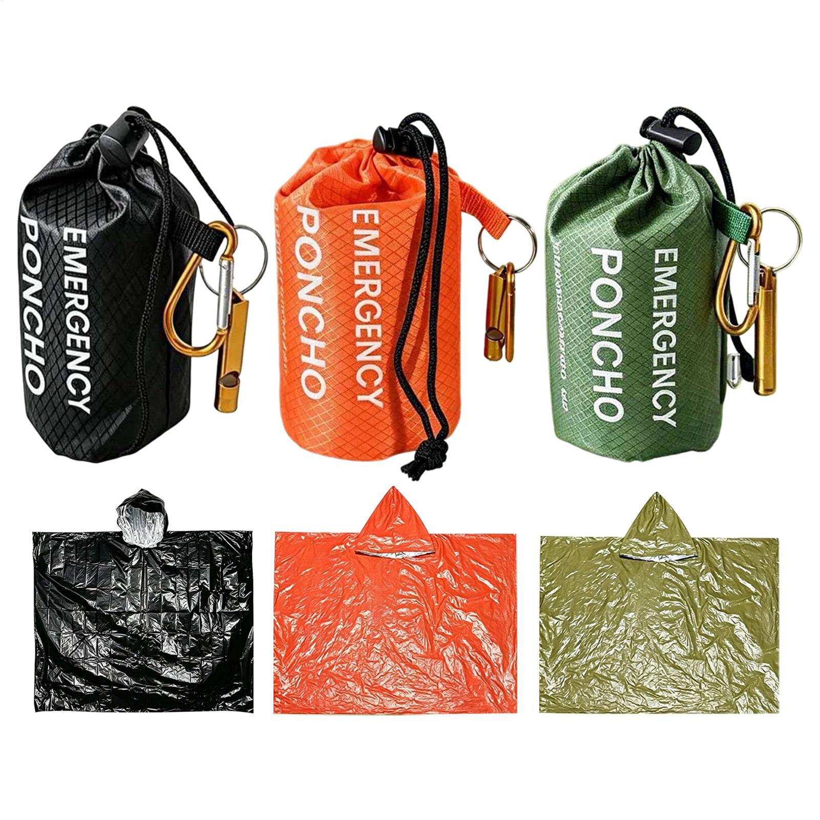 Survival Blanket Reflective - 3枚セットのサバイバル用緊急用レインポンチョ、保温性のある断熱ブランケット、熱反射素材を使用した防水レインコート。アウトドアキャンプやハイキングに最適。男性用。