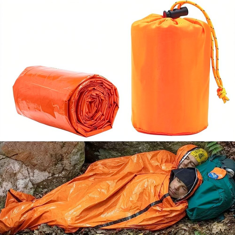 Survival Blanket Reflective - 携帯用緊急用断熱寝袋、防水キャンプブランケット、アウトドアハイキング用安全保護具。