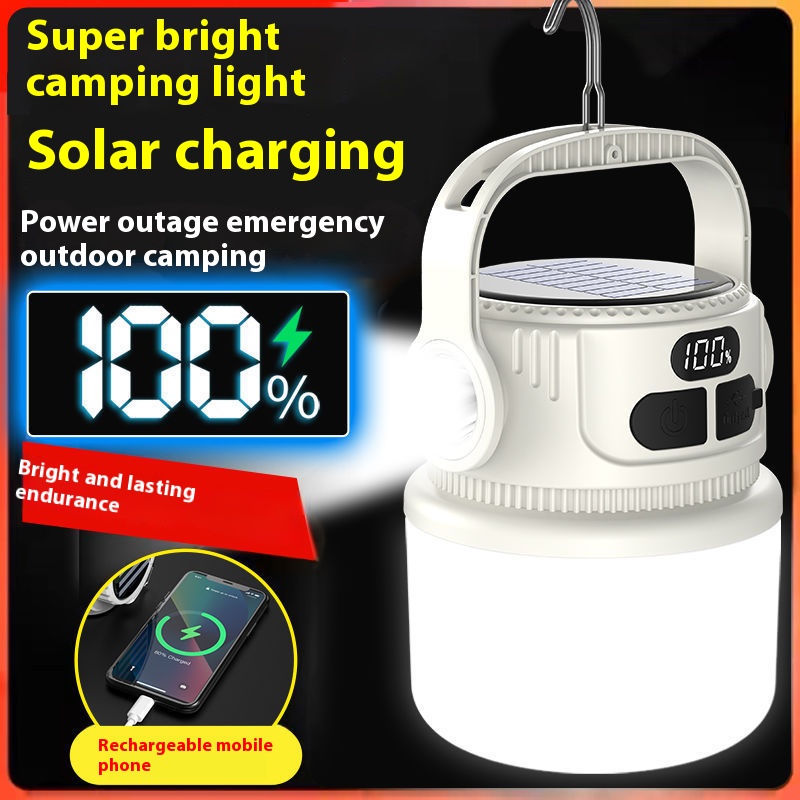 Solar Emergency Charger - LED ソーラー電球ライト充電式ポータブルランタン防水屋外ナイトマーケットキャンプテント停電緊急ランプ